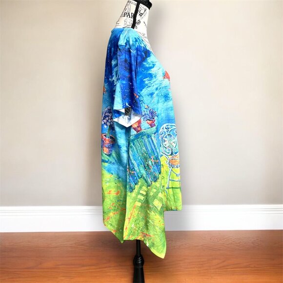 Leoma Lovegrove Womens XXL Blue Wearable Art Tunic Top Oversized Vacation Resort - Picture 2 of 7
